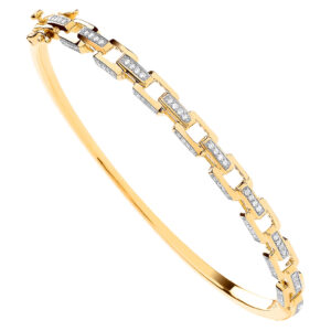 0.50 Carat Natural Diamond Link Bangle – 9ct Yellow Gold