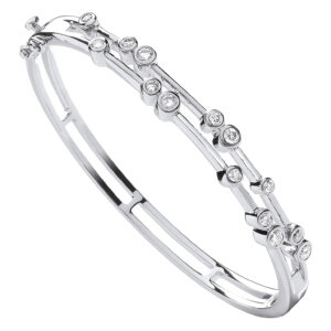 1.00 Carat Natural Diamond Scattered Bangle – 9ct White Gold