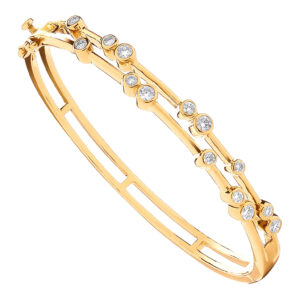 1.00 Carat Natural Diamond Scattered Bangle – 9ct Yellow Gold