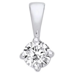0.35 Carat Natural Diamond Solitaire Pendant – 18ct White Gold