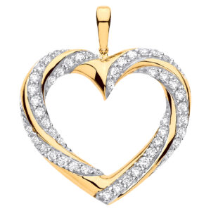 0.50 Carat Natural Diamond Heart Pendant – 9ct Yellow Gold