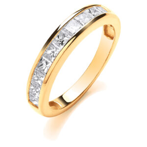 1.00 Carat Natural Princess Cut Diamond Eternity Ring – 18ct Yellow Gold