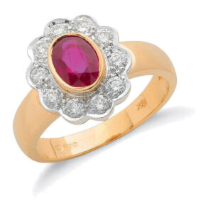 0.50 - 0.60 Carat Natural Ruby & Diamond Ring – 18ct Yellow Gold