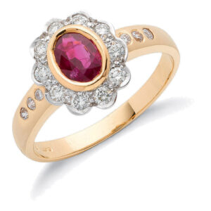 0.90 Carat Natural Ruby & Diamond Ring – 18ct Yellow Gold