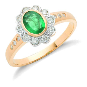 0.75 Carat Natural Emerald & Diamond Ring – 18ct Yellow Gold