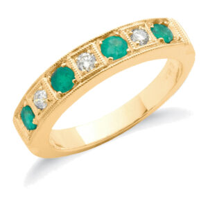 0.80 Carat Natural Emerald & Diamond Ring – 18ct Yellow Gold