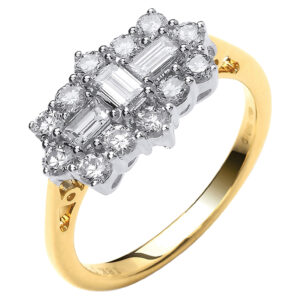 1.00 Carat Natural Diamond Dress Ring – 18ct Yellow Gold
