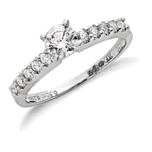 0.75 Carat Natural Diamond Engagement Ring – 18ct White Gold