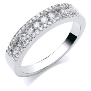 0.50 Carat Natural Diamond Half Eternity Ring – 18ct White Gold