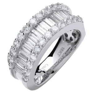 2.00 Carat Natural Baguette & Brilliant Diamond Eternity Ring – 18ct White Gold