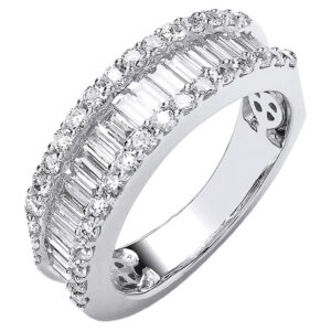 1.50 Carat Natural Baguette & Brilliant Diamond Eternity Ring – 18ct White Gold