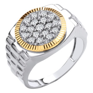 0.20 Carat Natural Diamond Gents Ring – 9ct Two Colour Gold