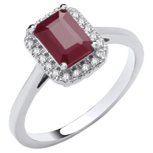 1.30 Carat Natural Ruby & Diamond Ring – 18ct White Gold