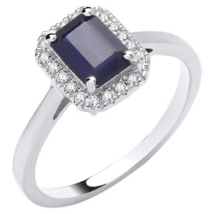 1.10 Carat Natural Sapphire & Diamond Ring – 18ct White Gold