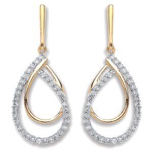 9ct Yellow Gold Diamond Drop Earrings 0.20ctw