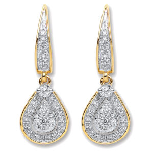 9ct Yellow Gold Diamond Drop Earrings 0.25ctw