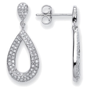 9ct White Gold Diamond Pear Shape Drop Earrings 0.34ctw