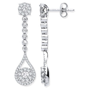 18ct White Gold Diamond Pear Shape Drop Earrings 1.00ctw