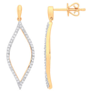 9ct Yellow Gold Diamond Marquise Drop Earrings 0.30ctw