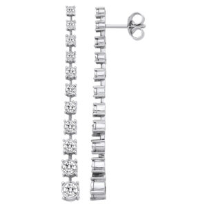 18ct White Gold Diamond Line Drop Earrings 1.40ctw