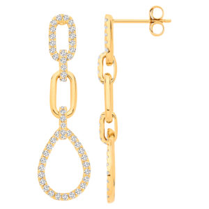 9ct Yellow Gold Diamond Drop Earrings 0.77ctw