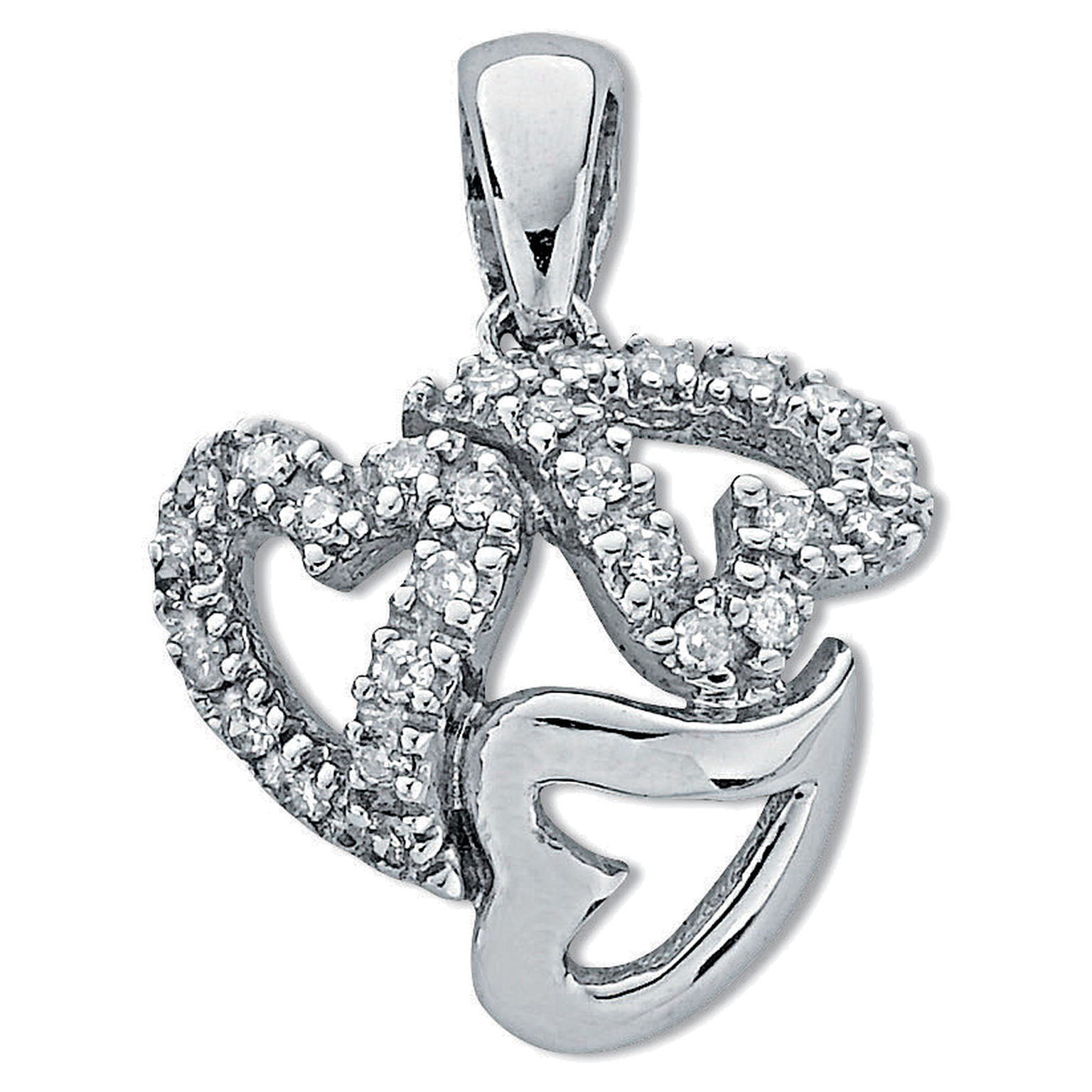 9ct White Gold pendant with 0.13 carat natural diamond, SI/G/H