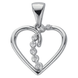 9ct White Gold pendant with 0.10 carat natural diamond, SI/G/H