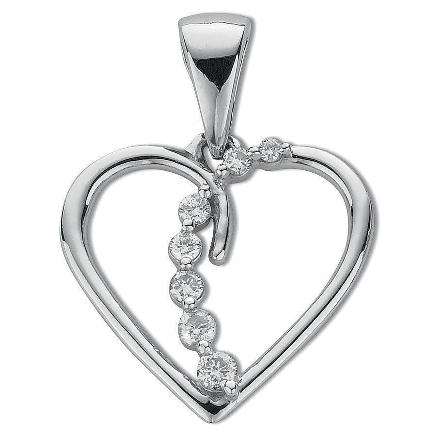 9ct White Gold pendant with 0.10 carat natural diamond, SI/G/H