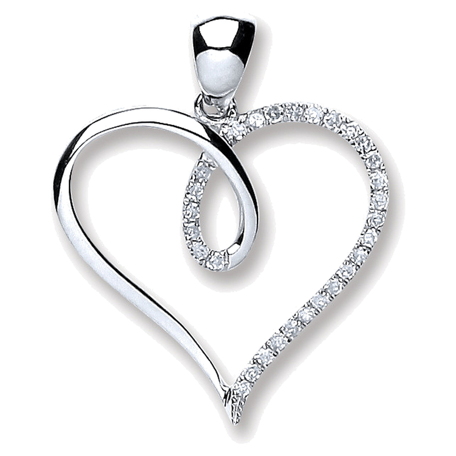 9ct White Gold pendant with 0.10 carat natural diamond, SI/G/H