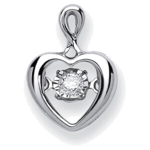 9ct White Gold pendant with 0.06 carat natural diamond, SI/G/H