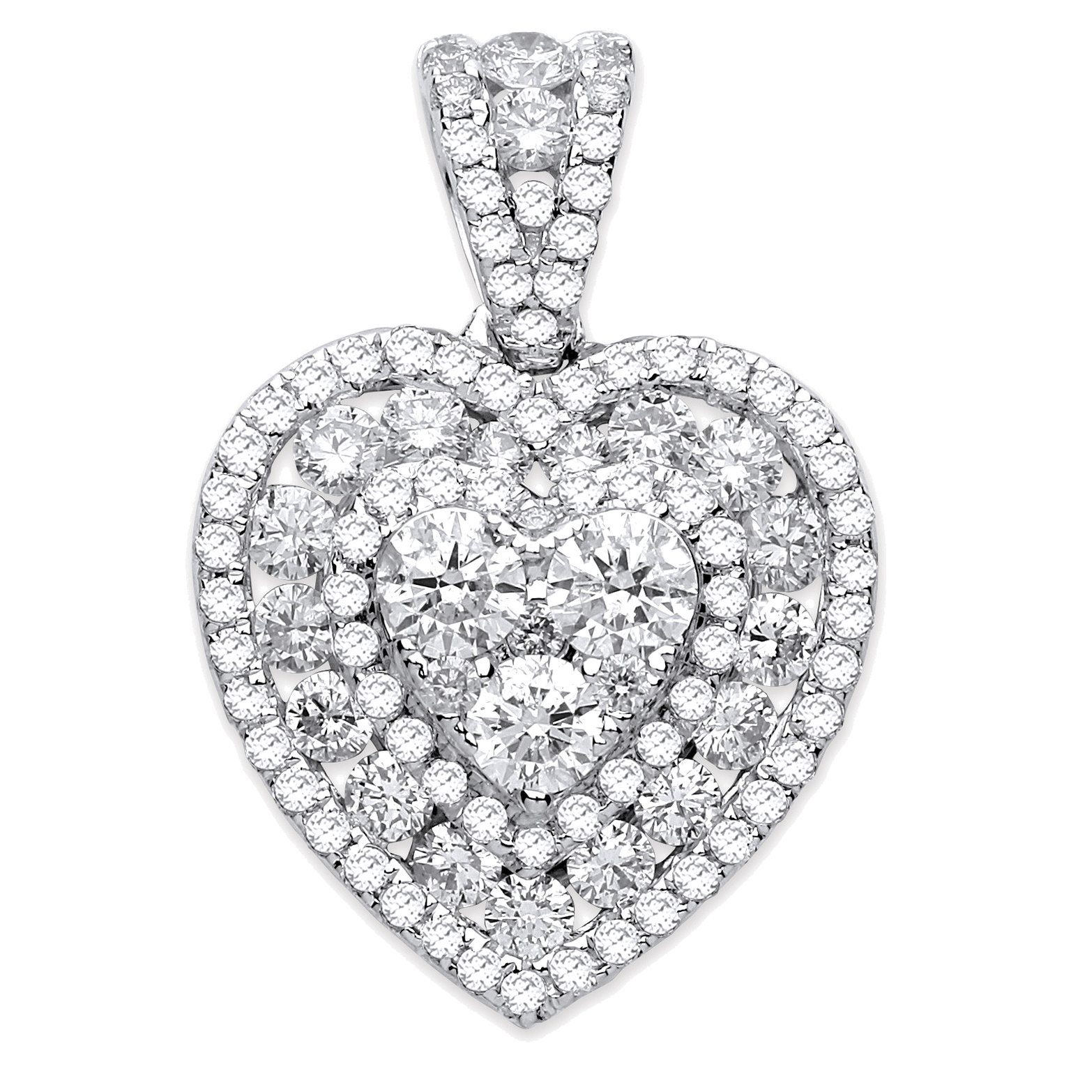 18ct White Gold pendant with 1.35 carat natural diamond, SI/G/H