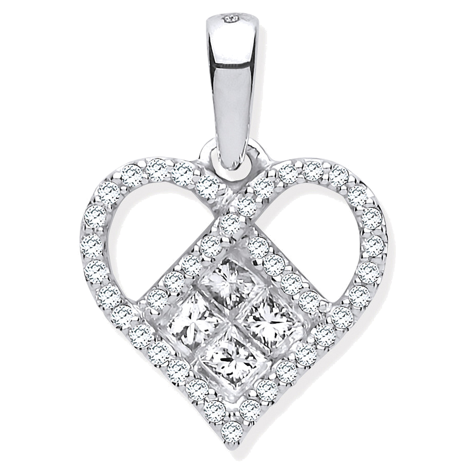 9ct White Gold pendant with 0.33 carat natural diamond, SI/G/H