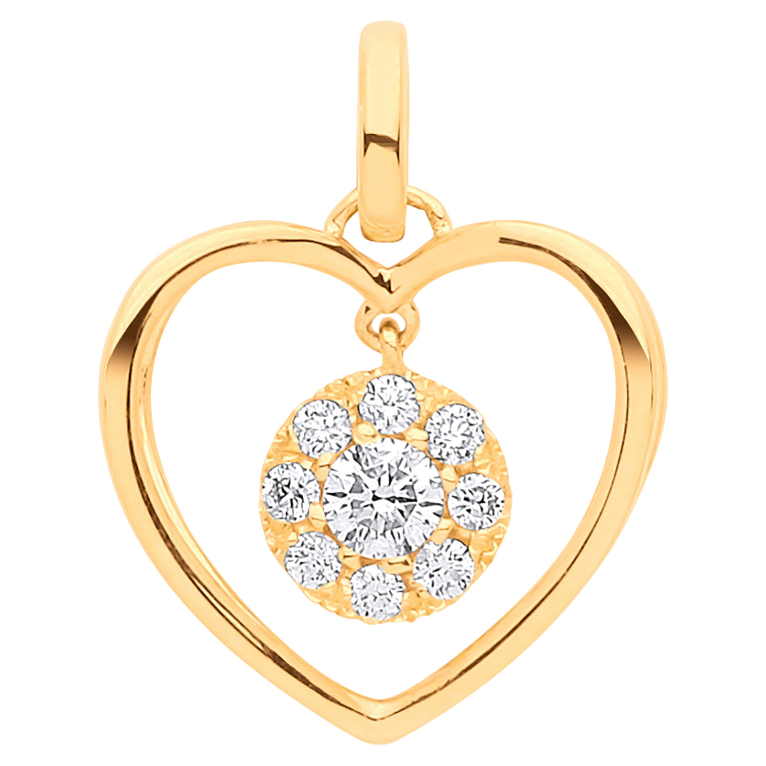 9ct Yellow Gold pendant with 0.30 carat natural diamond, SI/G/H