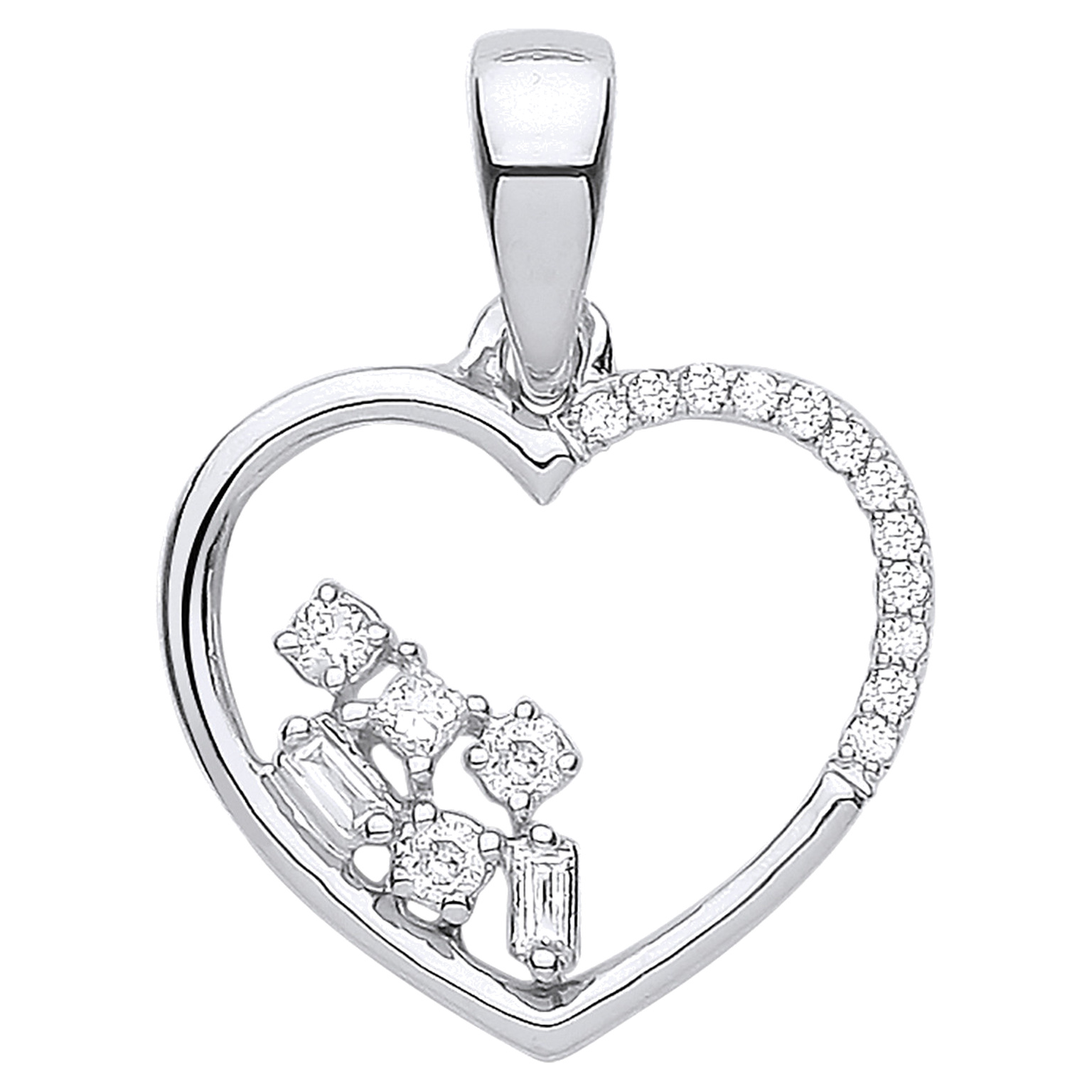 9ct White Gold pendant with 0.10 carat natural diamond, SI/G/H