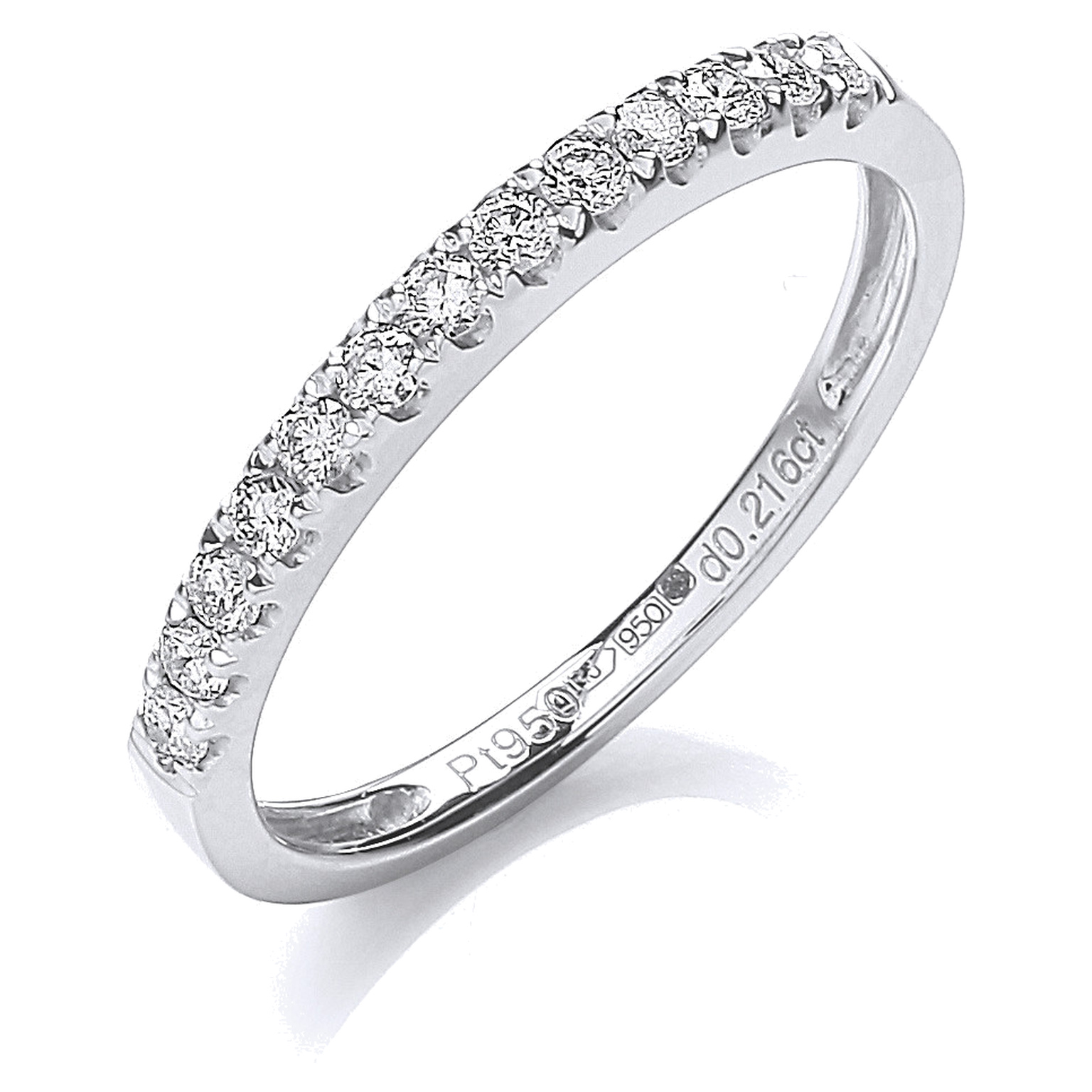 Platinum eternity ring with 0.20 carat natural diamond, VS/G/H