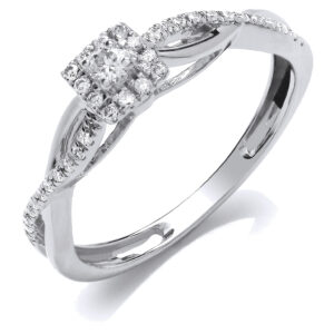 9ct White Gold dress ring with 0.20 carat natural diamond, SI/G/H