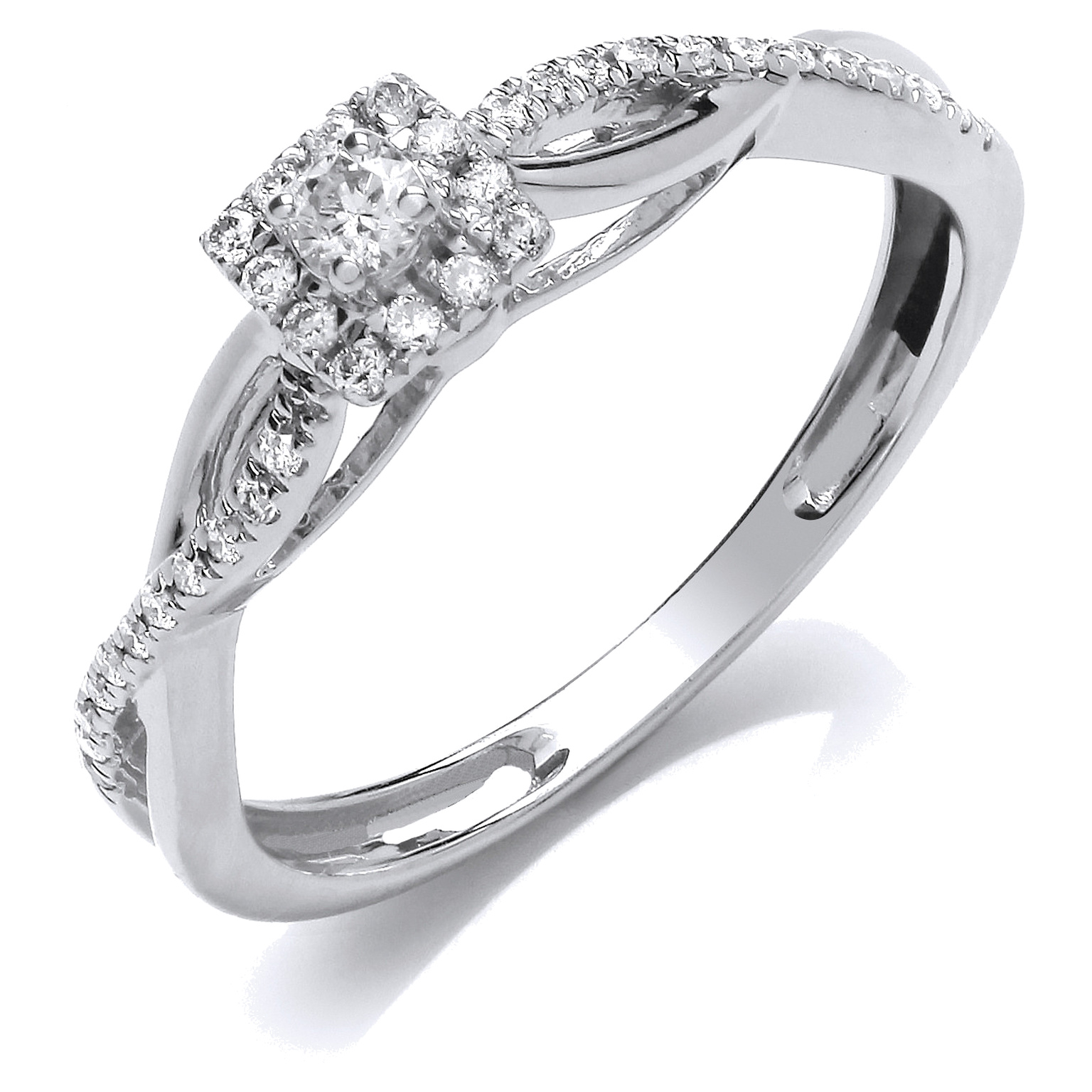 9ct White Gold dress ring with 0.20 carat natural diamond, SI/G/H