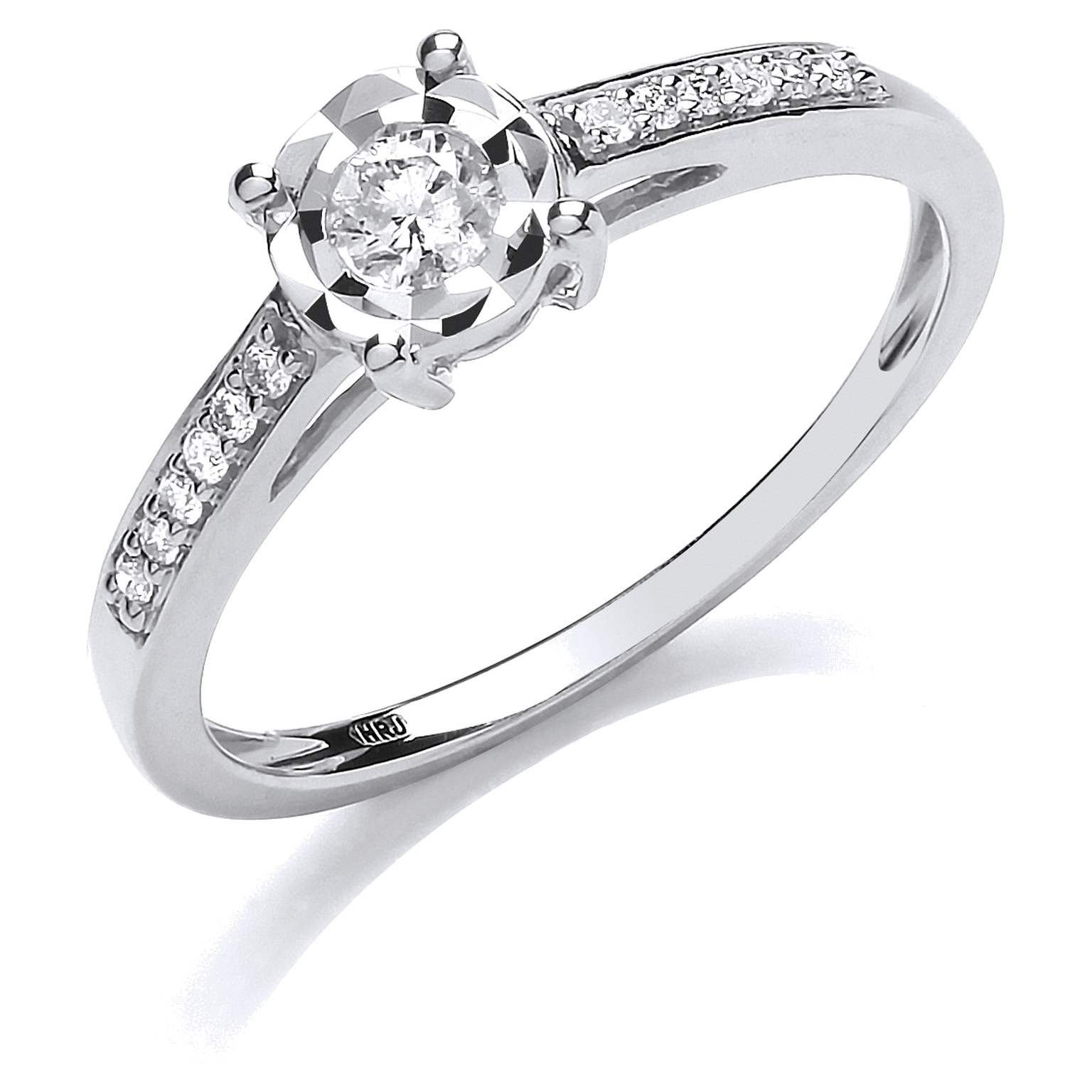 9ct White Gold engagement ring with 0.15 carat natural diamond, SI/G/H