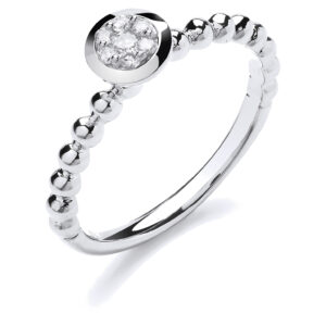 9ct White Gold dress ring with 0.10 carat natural diamond, SI/G/H