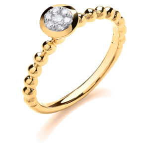 9ct Yellow Gold dress ring with 0.10 carat natural diamond, SI/G/H