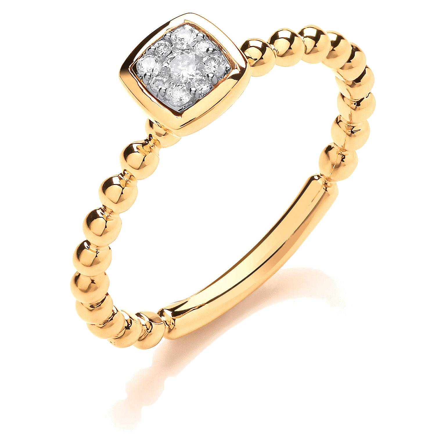 9ct Yellow Gold dress ring with 0.10 carat natural diamond, SI/G/H