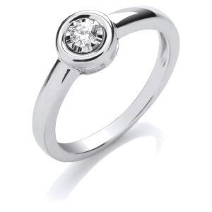 9ct White Gold engagement ring with 0.10 carat natural diamond, SI/G/H