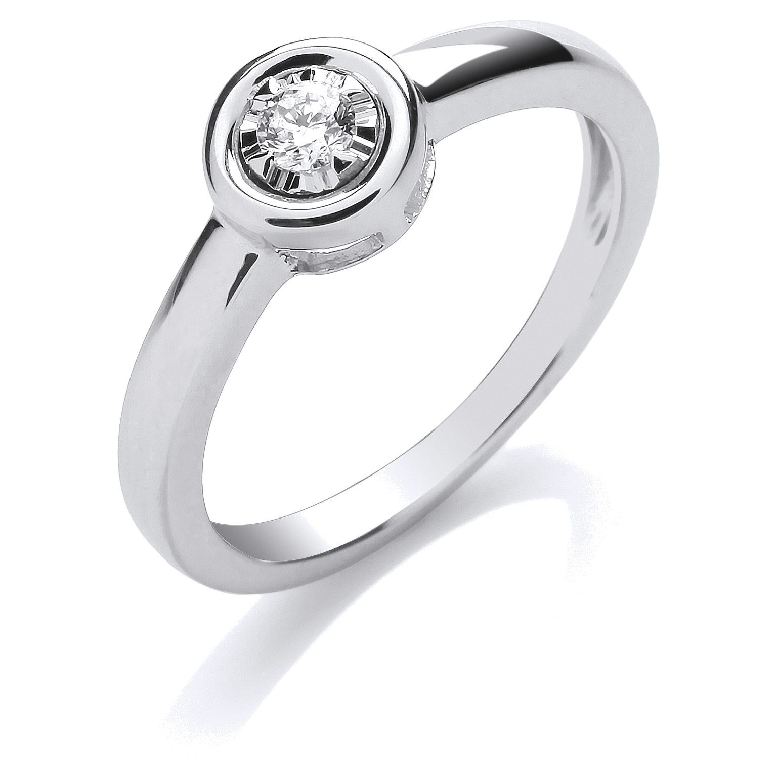 9ct White Gold engagement ring with 0.10 carat natural diamond, SI/G/H