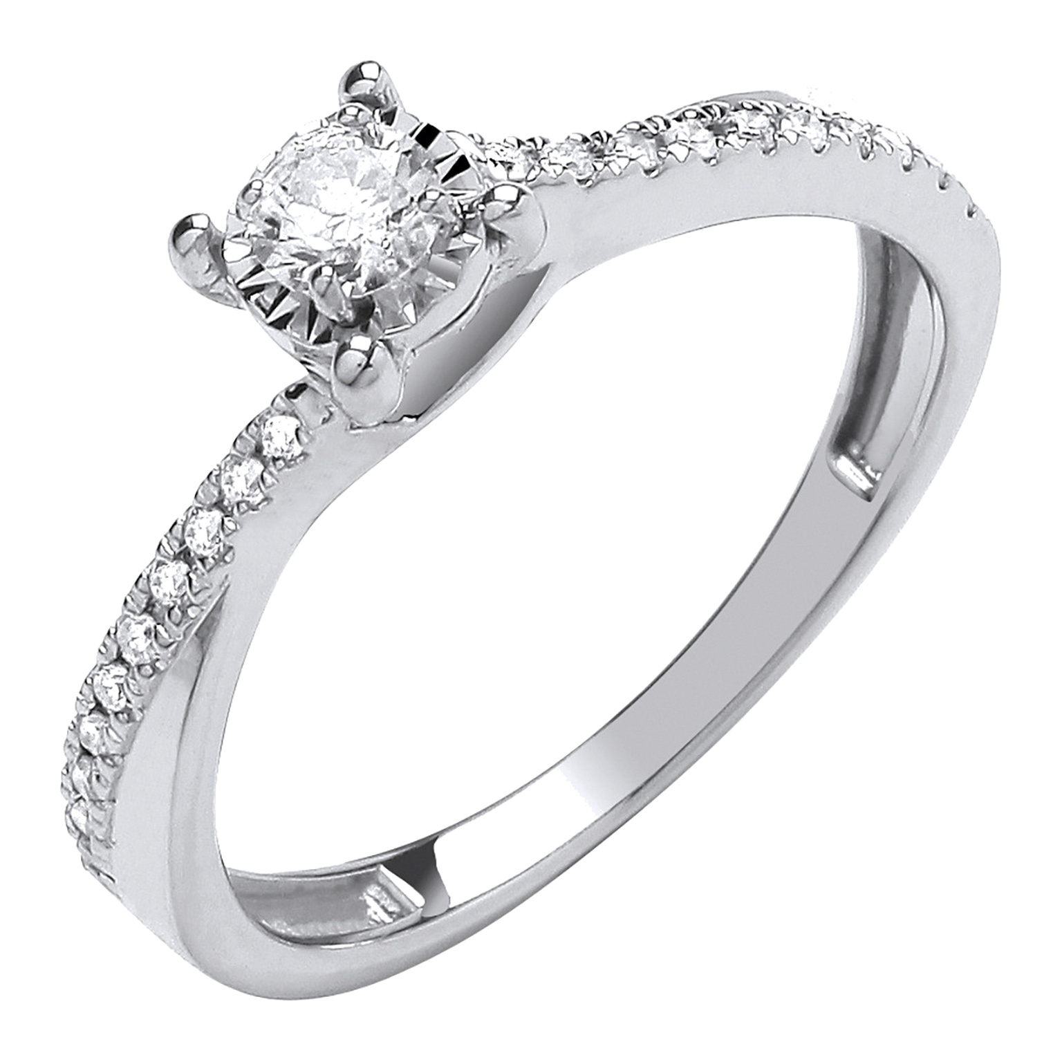 9ct White Gold engagement ring with 0.25 carat natural diamond, SI/G/H