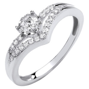 9ct White Gold engagement ring with 0.33 carat natural diamond, SI/G/H