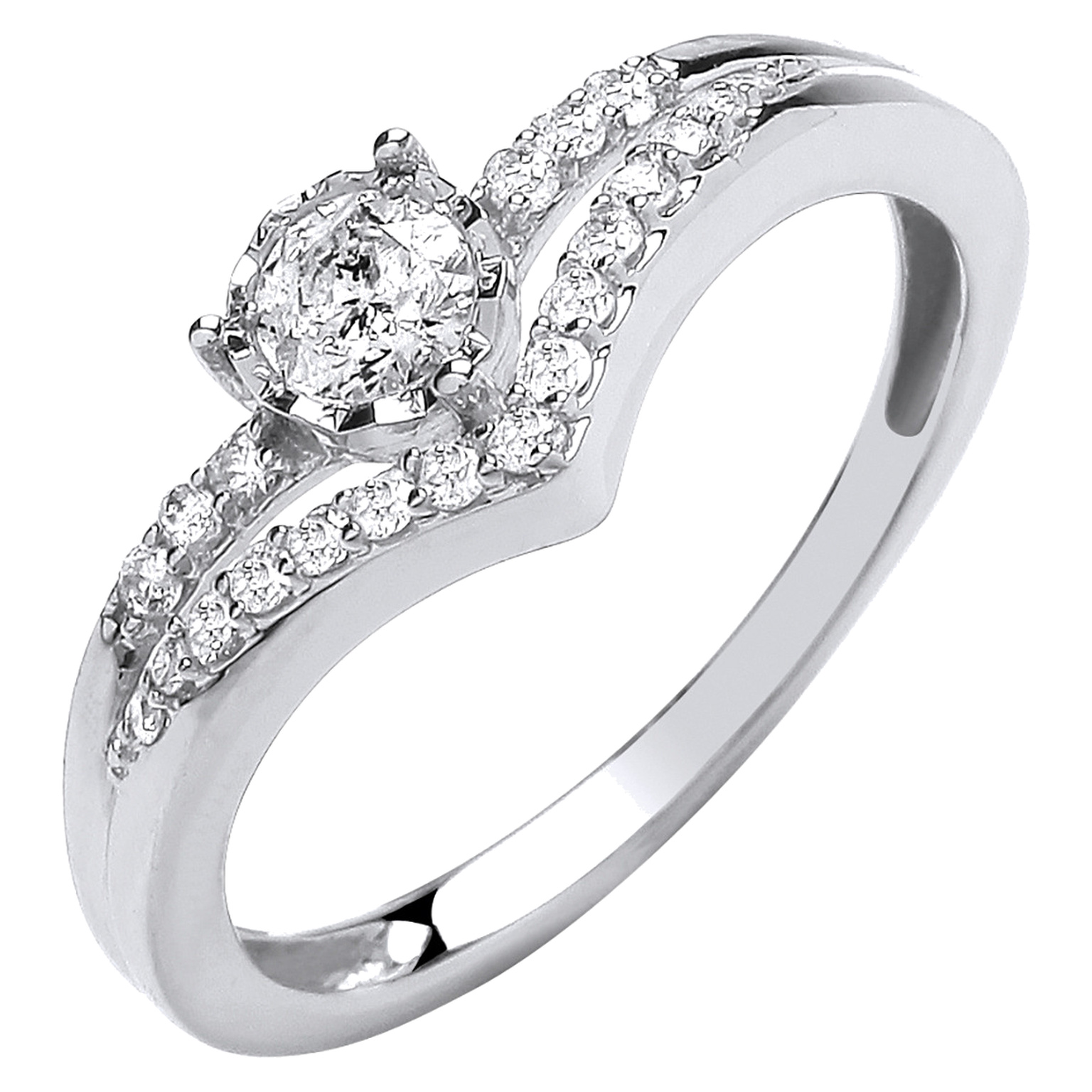 9ct White Gold engagement ring with 0.33 carat natural diamond, SI/G/H