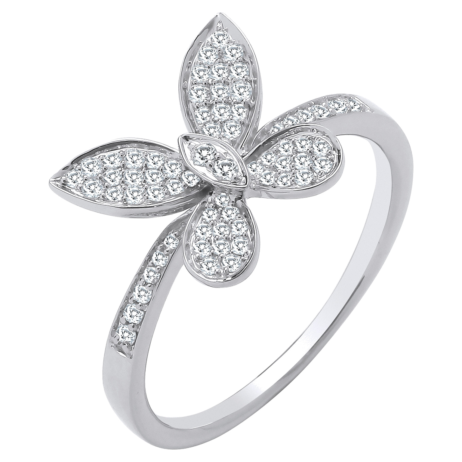 9ct White Gold dress ring with 0.27 carat natural diamond, SI/G/H