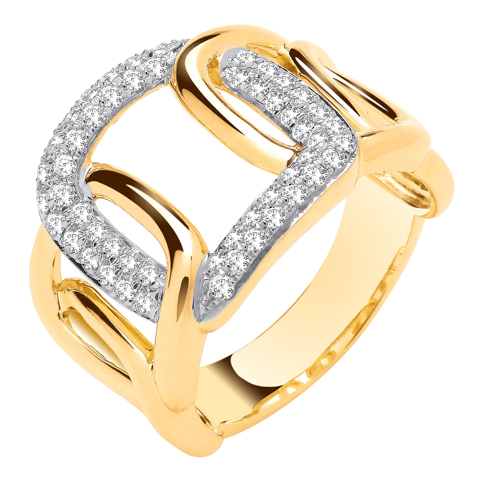 9ct Yellow Gold dress ring with 0.55 carat natural diamond, SI/G/H