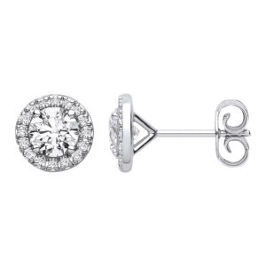 1.16 Carat Lab Grown Diamond Halo Stud Earrings – 9ct White Gold