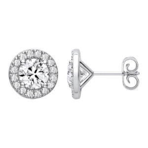 2.38 Carat Lab Grown Diamond Halo Stud Earrings – 9ct White Gold